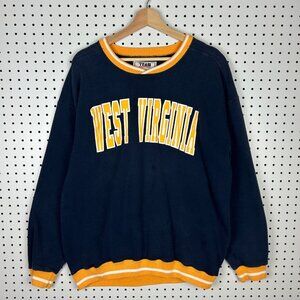 Vtg West Virginia Mountaineer Crewneck Sweatshirt Size Large 90s Weave‎ Blue